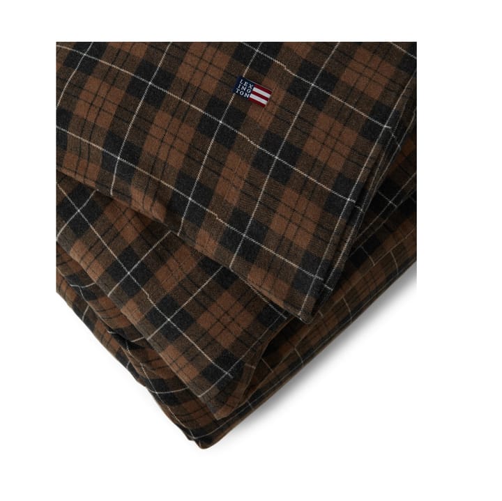 Checked Cotton Flannel påslakan 150x210 cm, Brown-dark gray Lexington