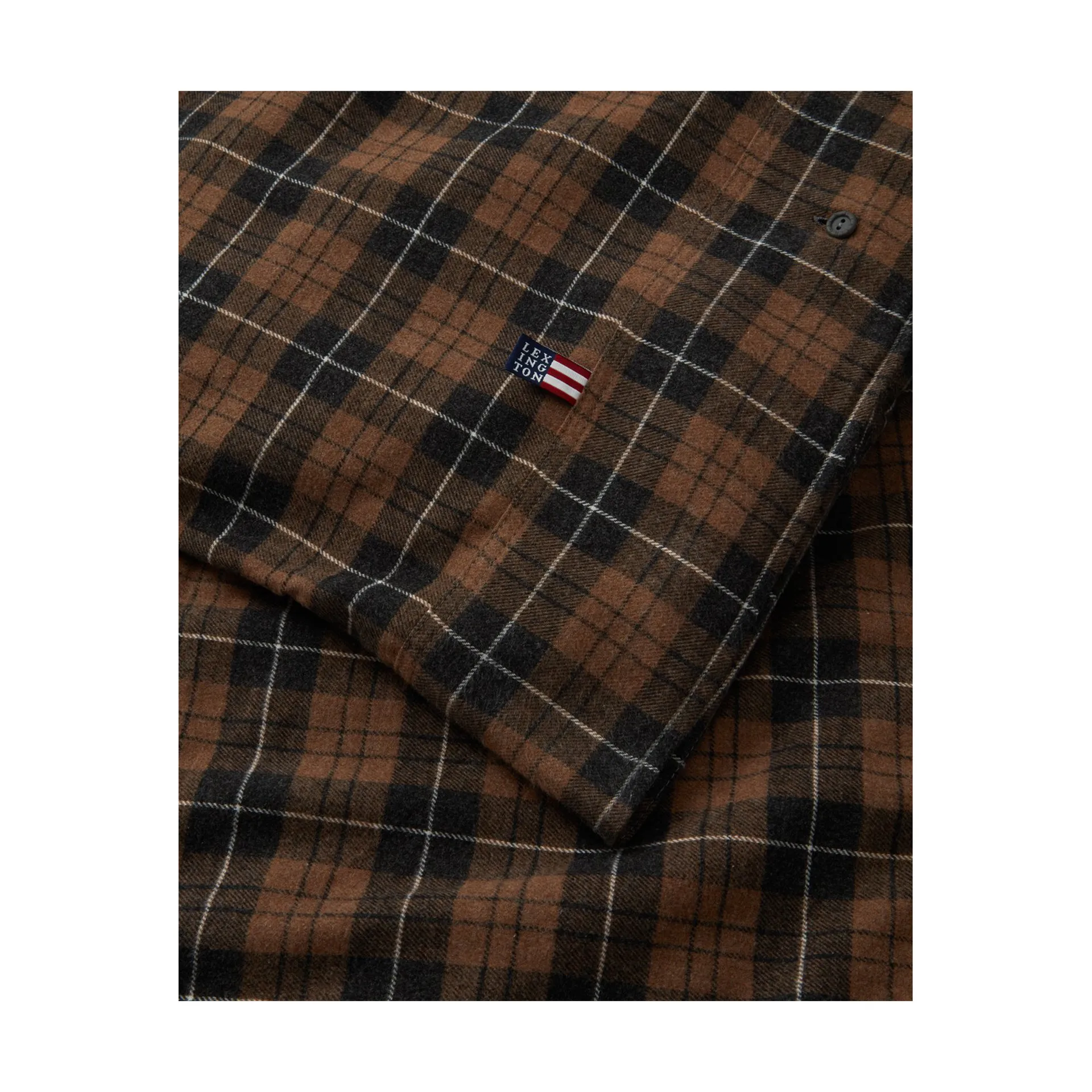 Checked Cotton Flannel påslakan 150x210 cm, Brown-dark gray Lexington