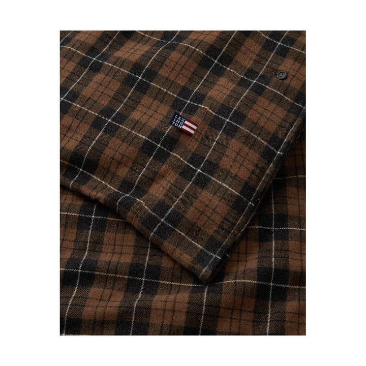 Checked Cotton Flannel påslakan 150x210 cm, Brown-dark gray Lexington