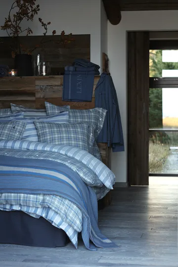 Checked Cotton Flannel påslakan 150x210 cm - Gray-blue - Lexington