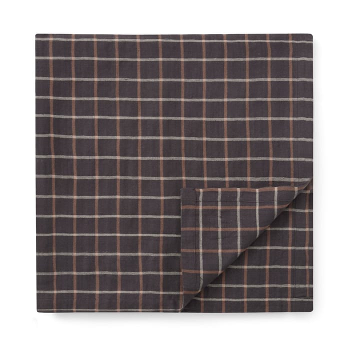 Checked Cotton Linen bordsduk 150x350 cm, Dark gray-beige Lexington