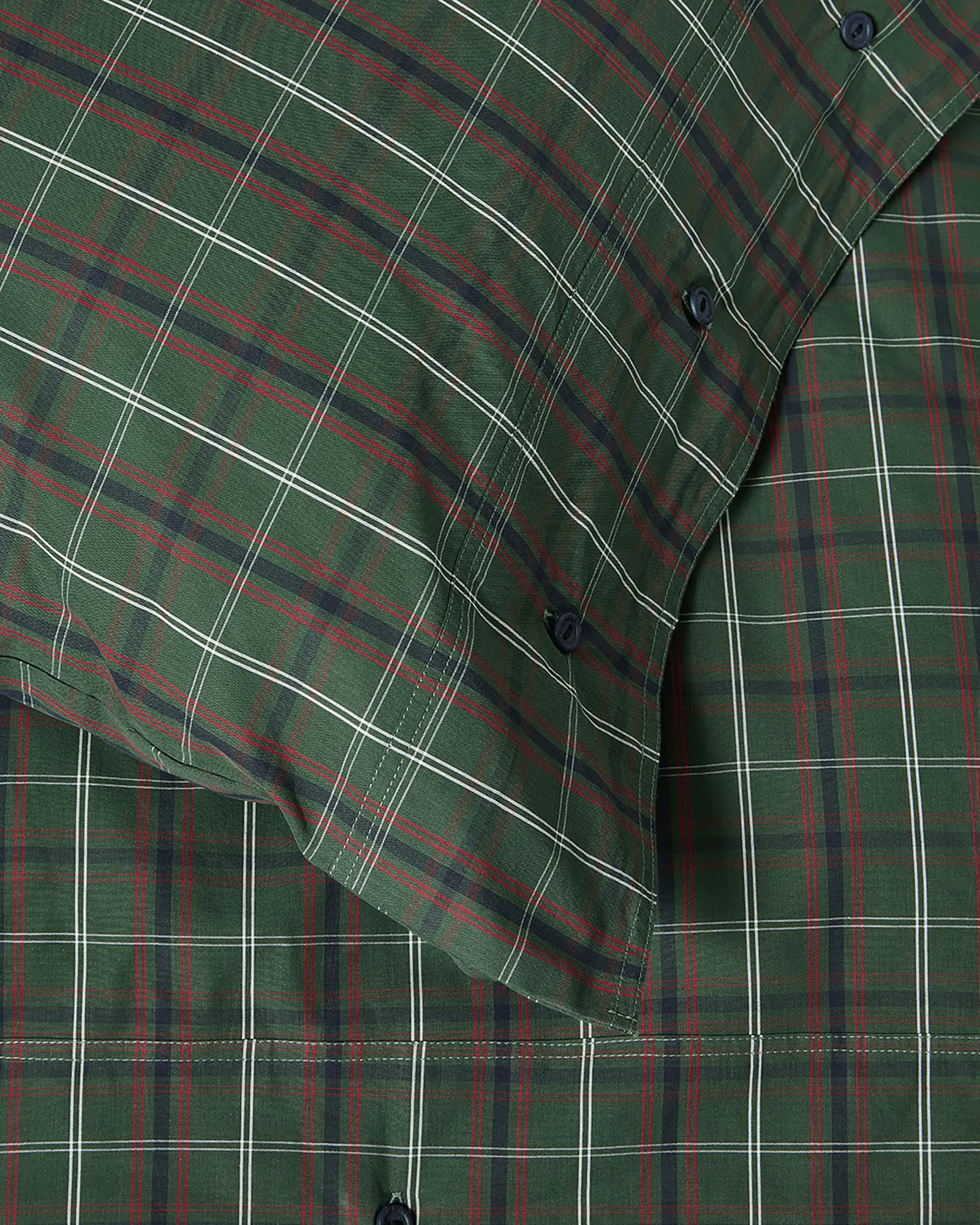 Checked cotton percale bäddset, Green-navy, 2 st 50x60 cm/1 st 220x220 cm Lexington