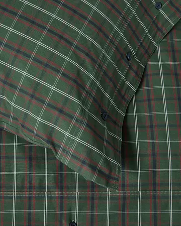 Checked cotton percale bäddset - Green-navy, 2 st 50x60 cm/1 st 220x220 cm - Lexington