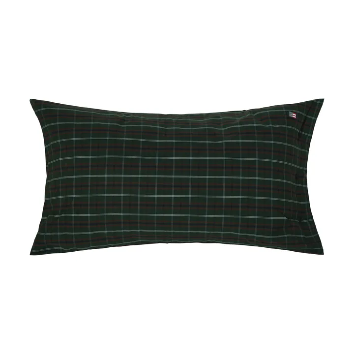 Checked cotton percale örngott - Green-navy, 50x90 cm - Lexington