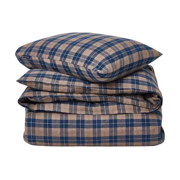 Checked Flannel bäddset 220x220 cm - Denim blue-beige - Lexington