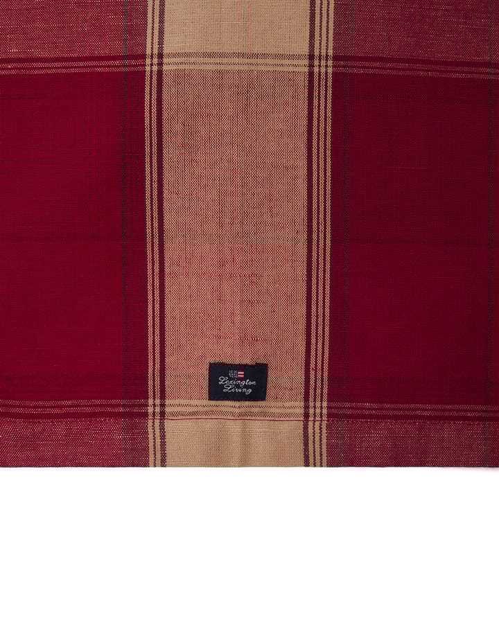 Checked linen-cotton löpare 50x350 cm, Röd-beige Lexington
