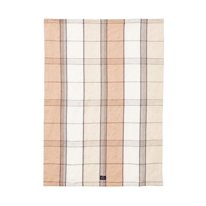 Checked Linen/Cotton kökshandduk 50x70 cm, Beige-white Lexington