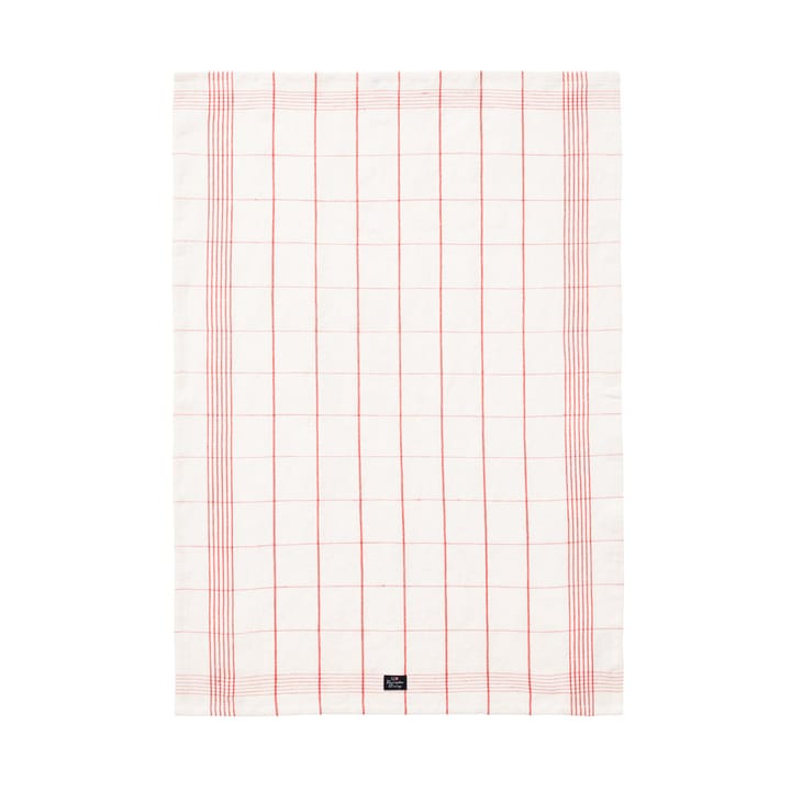 Checked Linen/Cotton kökshandduk 50x70 cm - White-red - Lexington