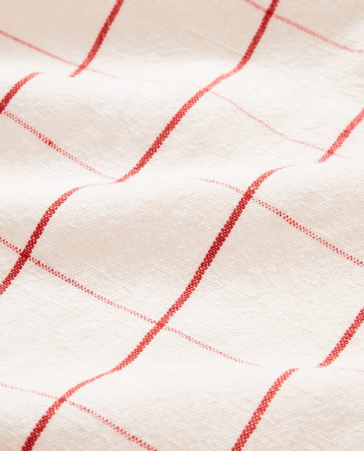 Checked Linen/Cotton kökshandduk 50x70 cm - White-red - Lexington