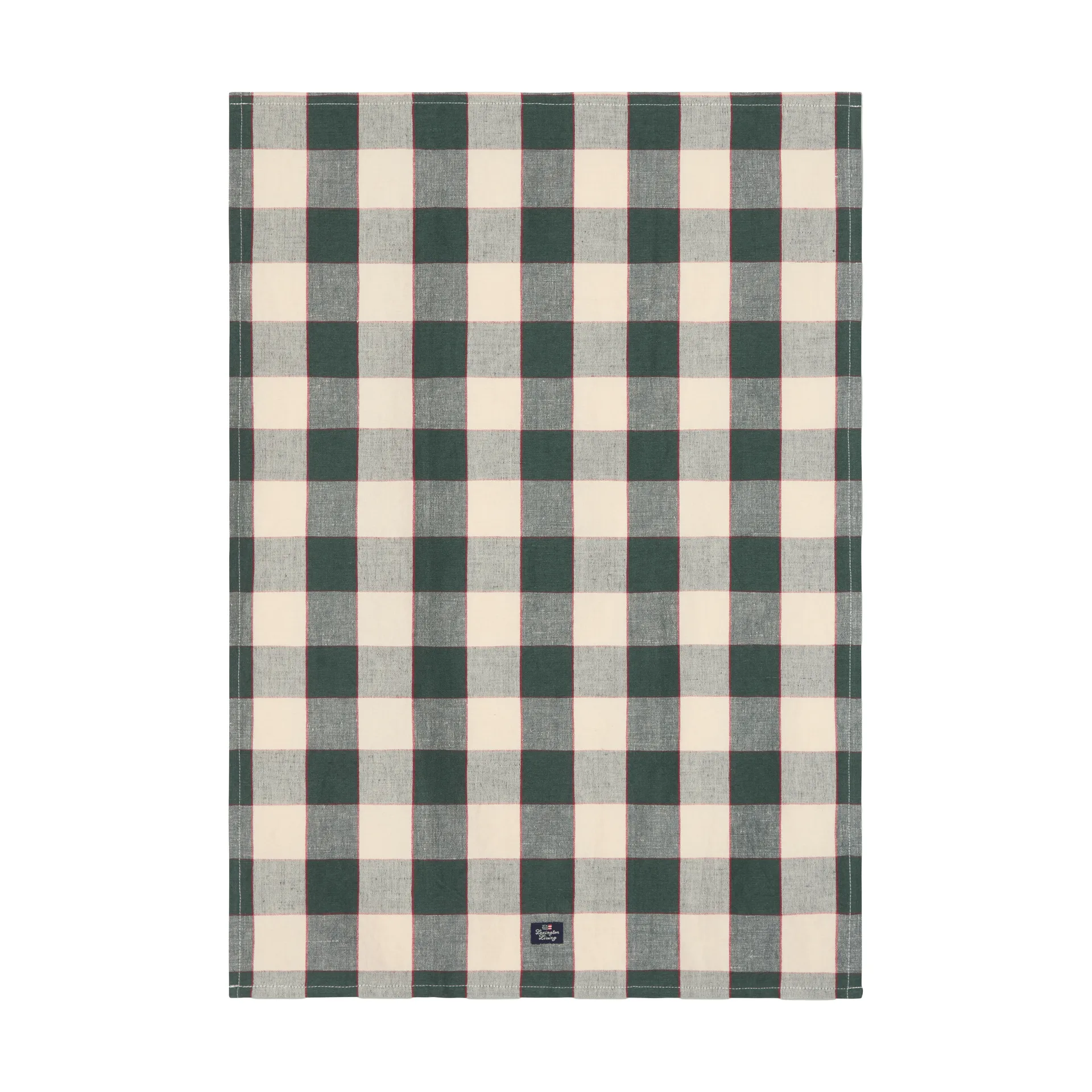 Checked linne/bomull kökshandduk 50x70 cm, Green-light beige-red Lexington