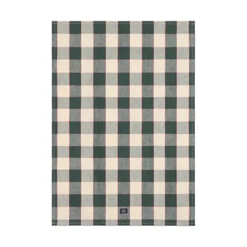 Checked linne/bomull kökshandduk 50x70 cm - Green-light beige-red - Lexington