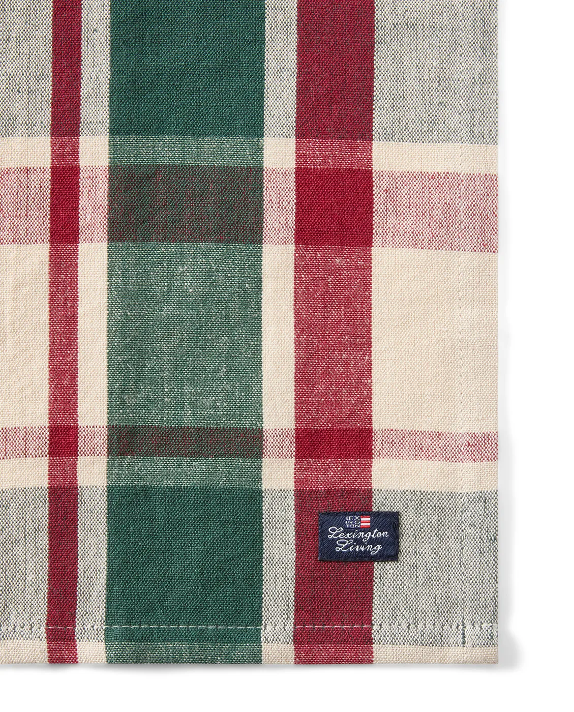 Checked linne/bomulls servett 50x50 cm, Green-red-beige Lexington