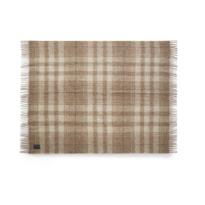 Checked Mohair Mix pläd 130x170 cm - Beige-white-gray - Lexington