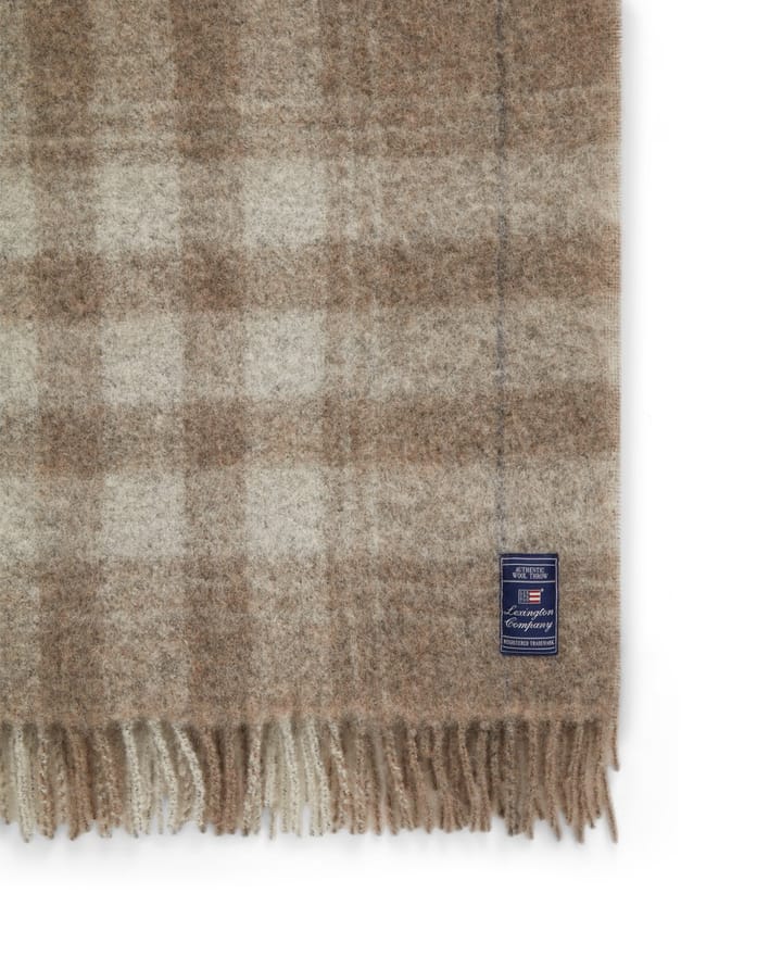 Checked Mohair Mix pläd 130x170 cm, Beige-white-gray Lexington