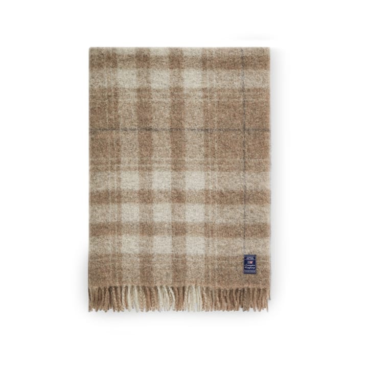 Checked Mohair Mix pläd 130x170 cm, Beige-white-gray Lexington