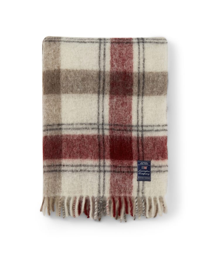 Checked Mohair Mix pläd 130x170 cm - Red-beige-white - Lexington