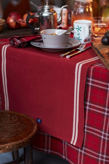 Checked Organic Cotton Oxford bordsduk 150x250 cm - Red-beige-green - Lexington
