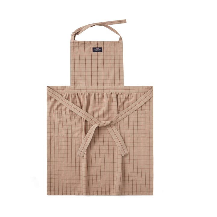 Checked Organic Cotton Oxford förkläde, Beige-red Lexington