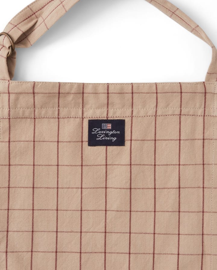 Checked Organic Cotton Oxford förkläde, Beige-red Lexington