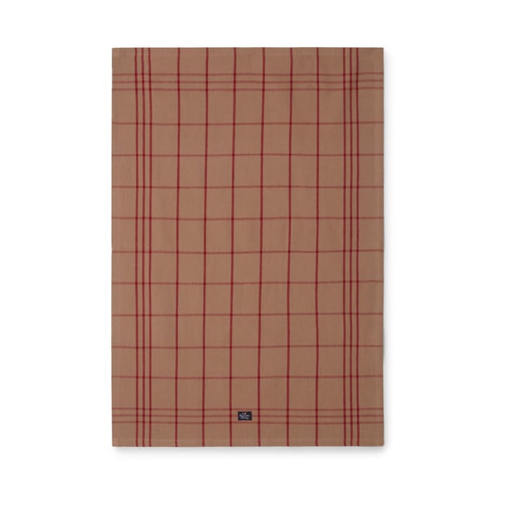 Checked Organic Cotton Oxford kökshandduk 50x70 cm, Beige-red Lexington