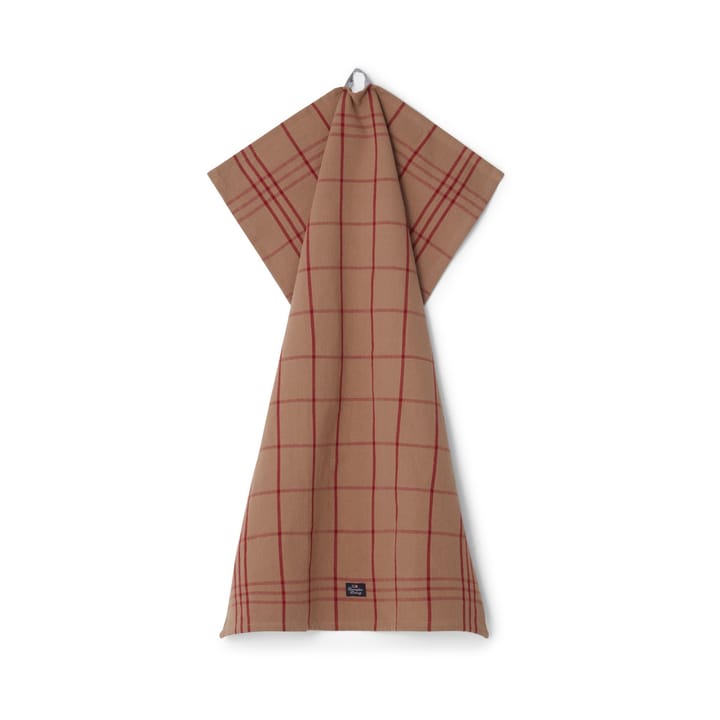 Checked Organic Cotton Oxford kökshandduk 50x70 cm, Beige-red Lexington