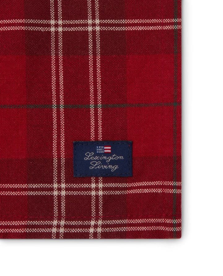 Checked Organic Cotton Oxford tygservett 50x50 cm, Red-beige-green Lexington