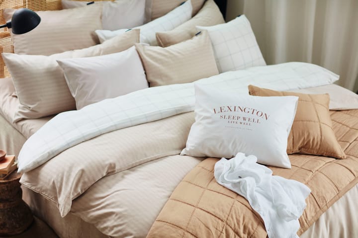Checked påslakan bomull-lyocell 150x210 cm, Off white-dark blue Lexington