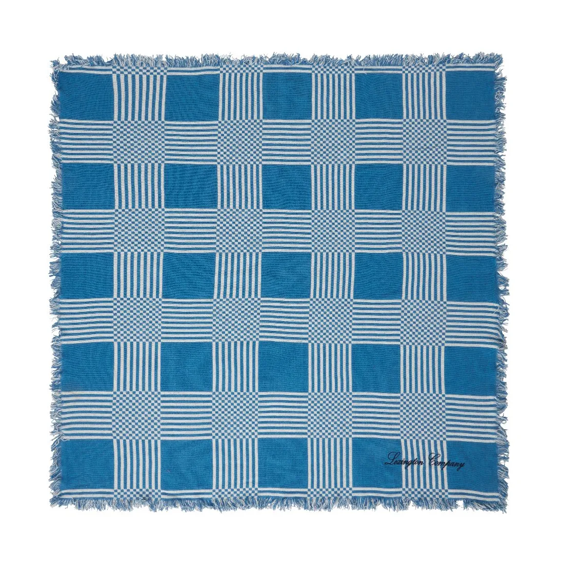 Checked Recycled Cotton picknickfilt 150x150 cm, Blue Lexington