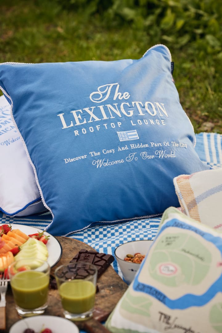 Checked Recycled Cotton picknickfilt 150x150 cm, Blue Lexington