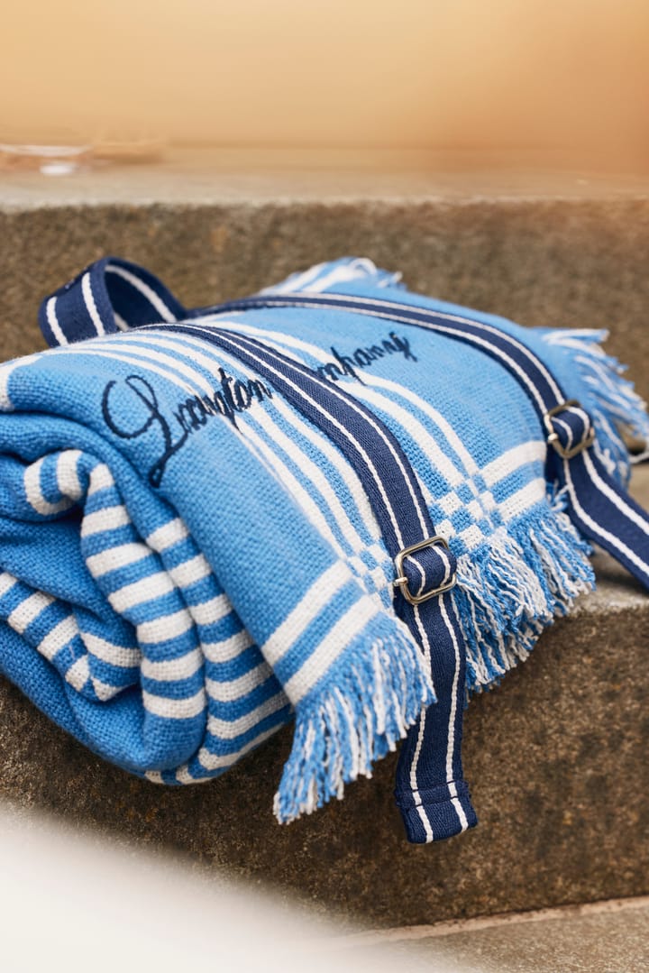 Checked Recycled Cotton picknickfilt 150x150 cm, Blue Lexington