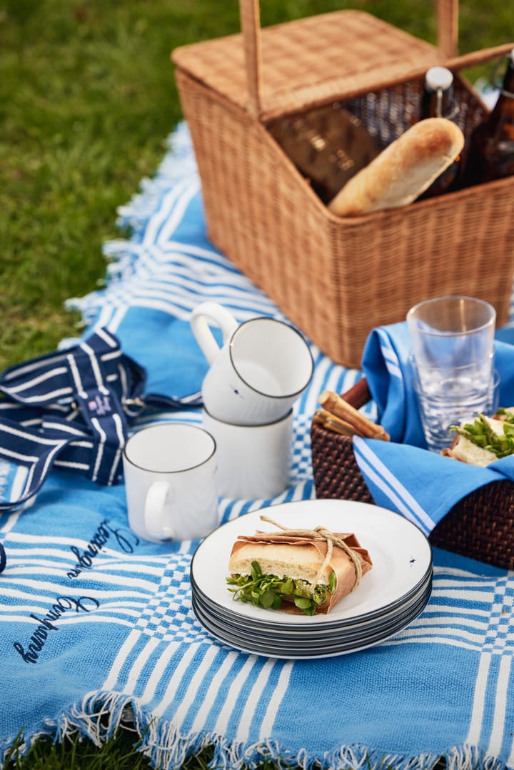 Checked Recycled Cotton picknickfilt 150x150 cm, Blue Lexington