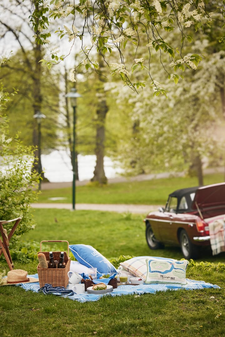 Checked Recycled Cotton picknickfilt 150x150 cm, Blue Lexington