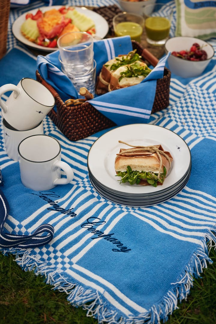 Checked Recycled Cotton picknickfilt 150x150 cm, Blue Lexington