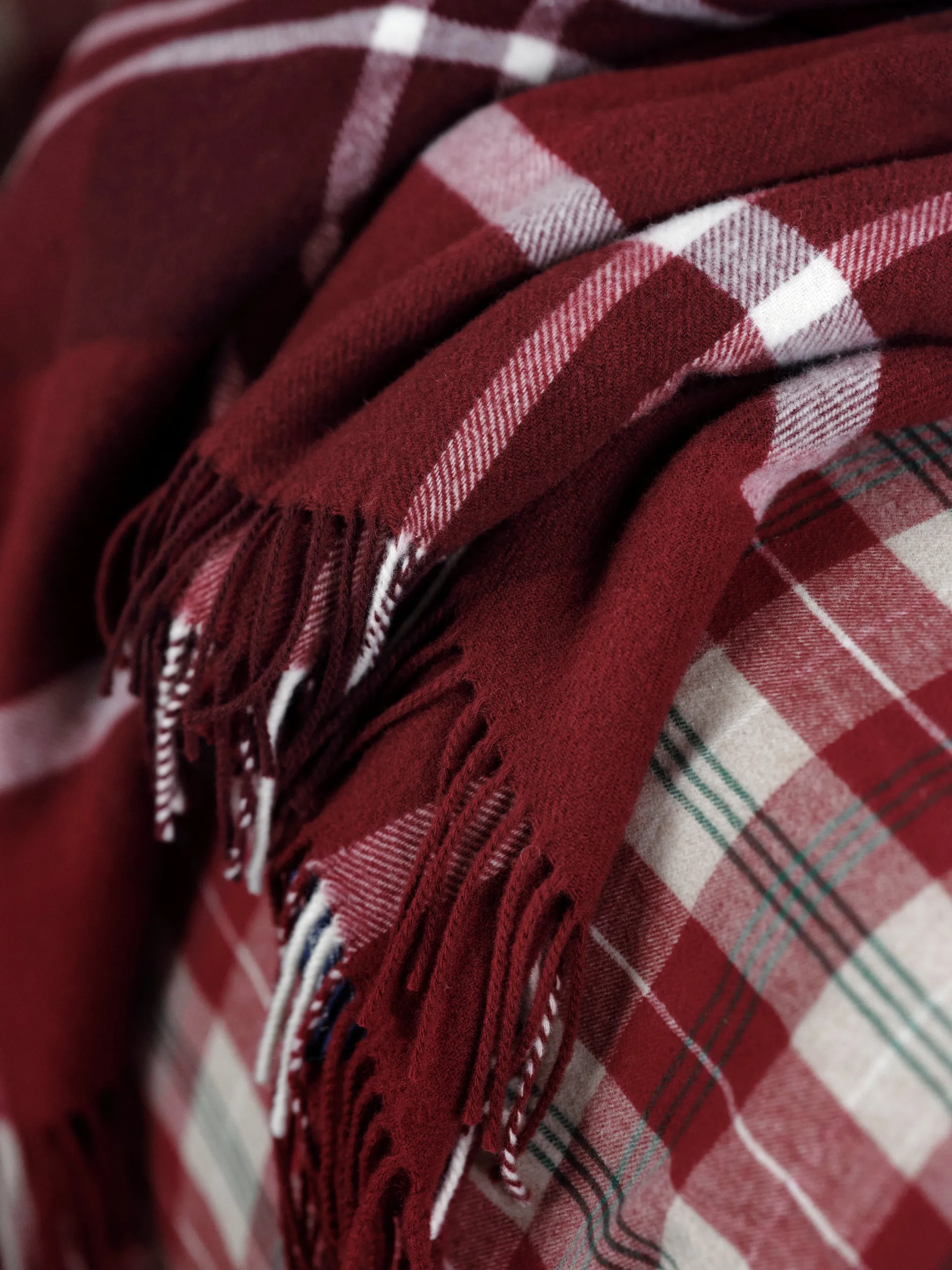 Checked Recycled pläd 130x170 cm, Röd-vit Lexington