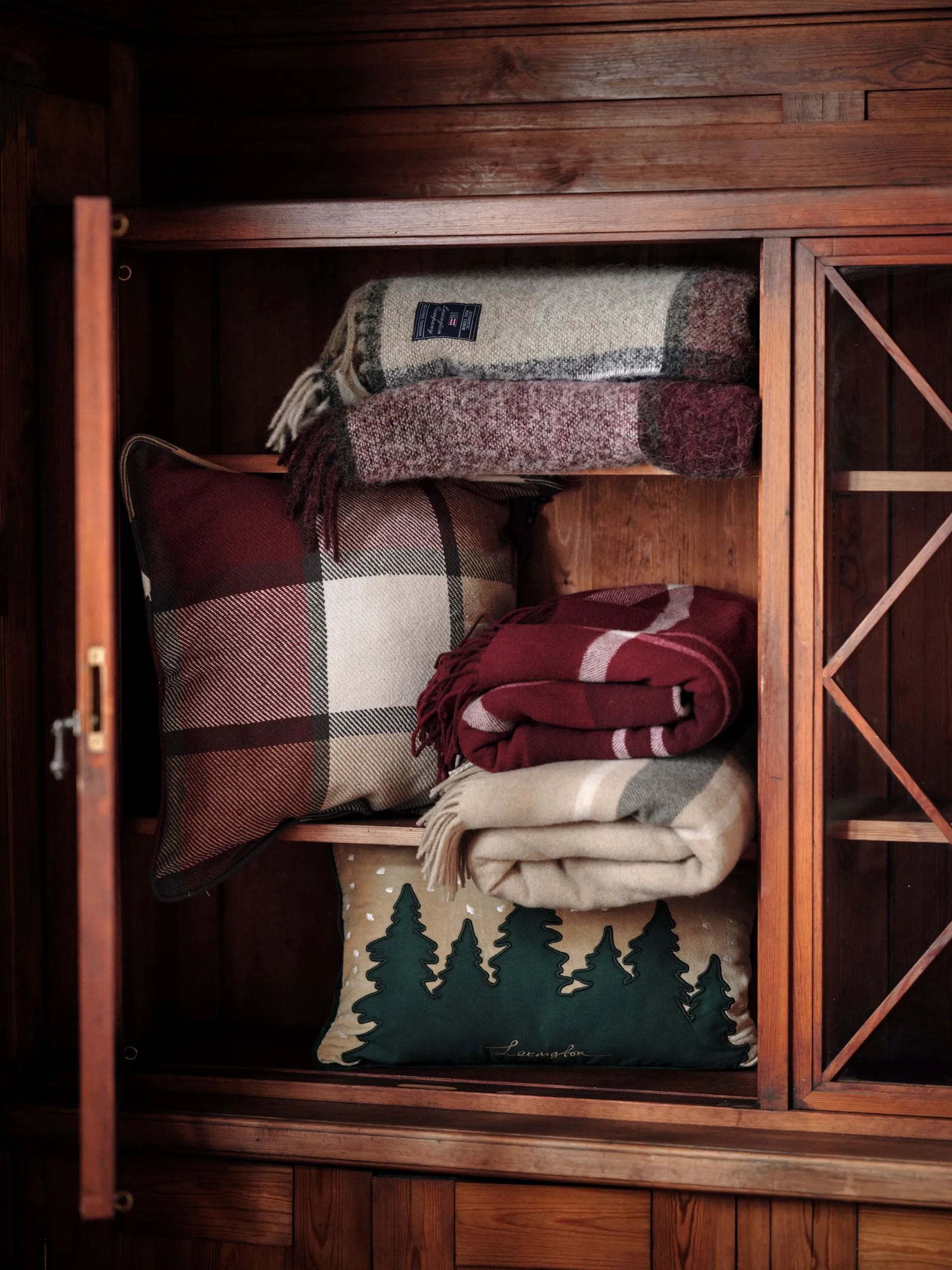 Checked Recycled pläd 130x170 cm, Röd-vit Lexington