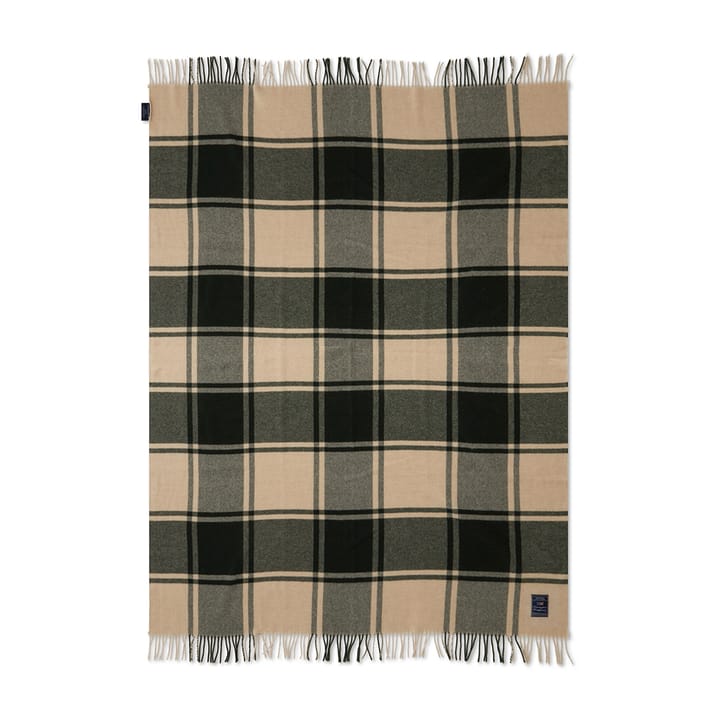 Checked Recycled ullpläd 130x170 cm - Green-beige - Lexington