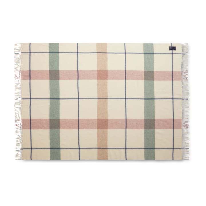 Checked Recycled ullpläd 130x170 cm, Offwhite-grön-rosa Lexington