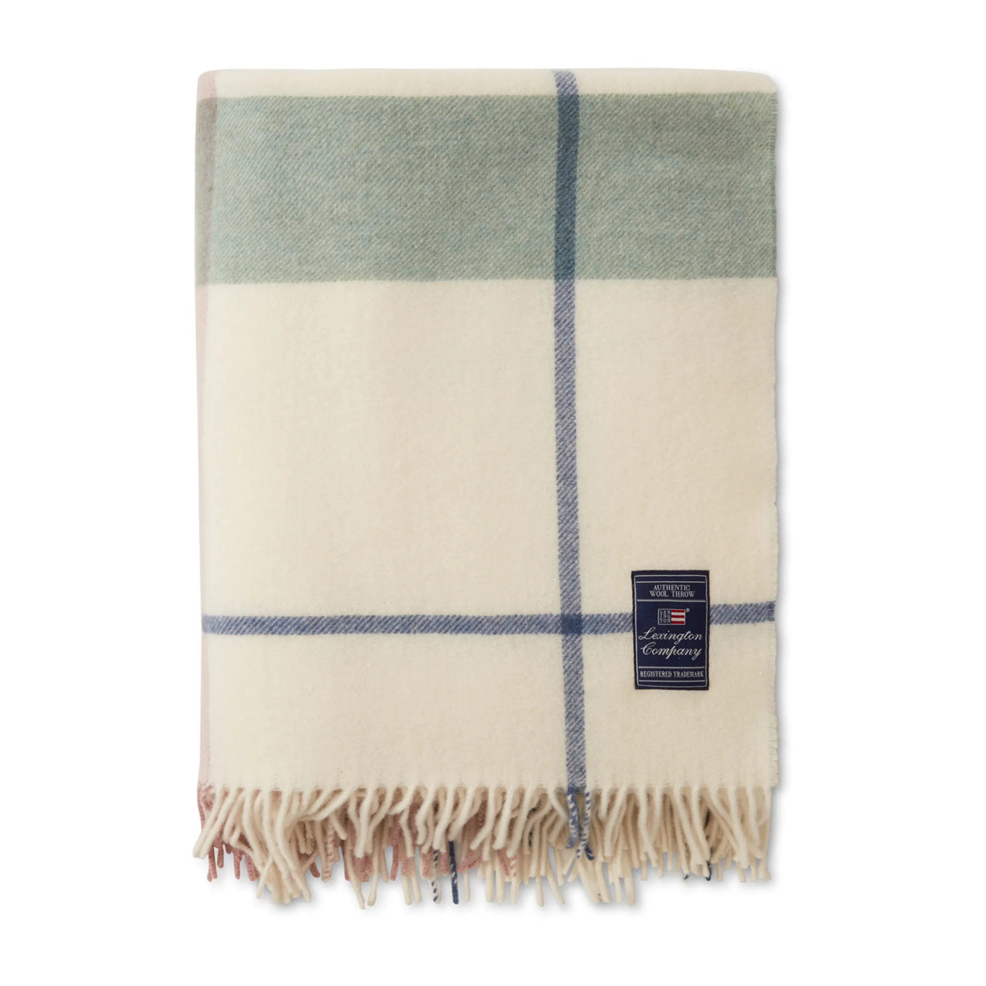 Checked Recycled ullpläd 130x170 cm, Offwhite-grön-rosa Lexington