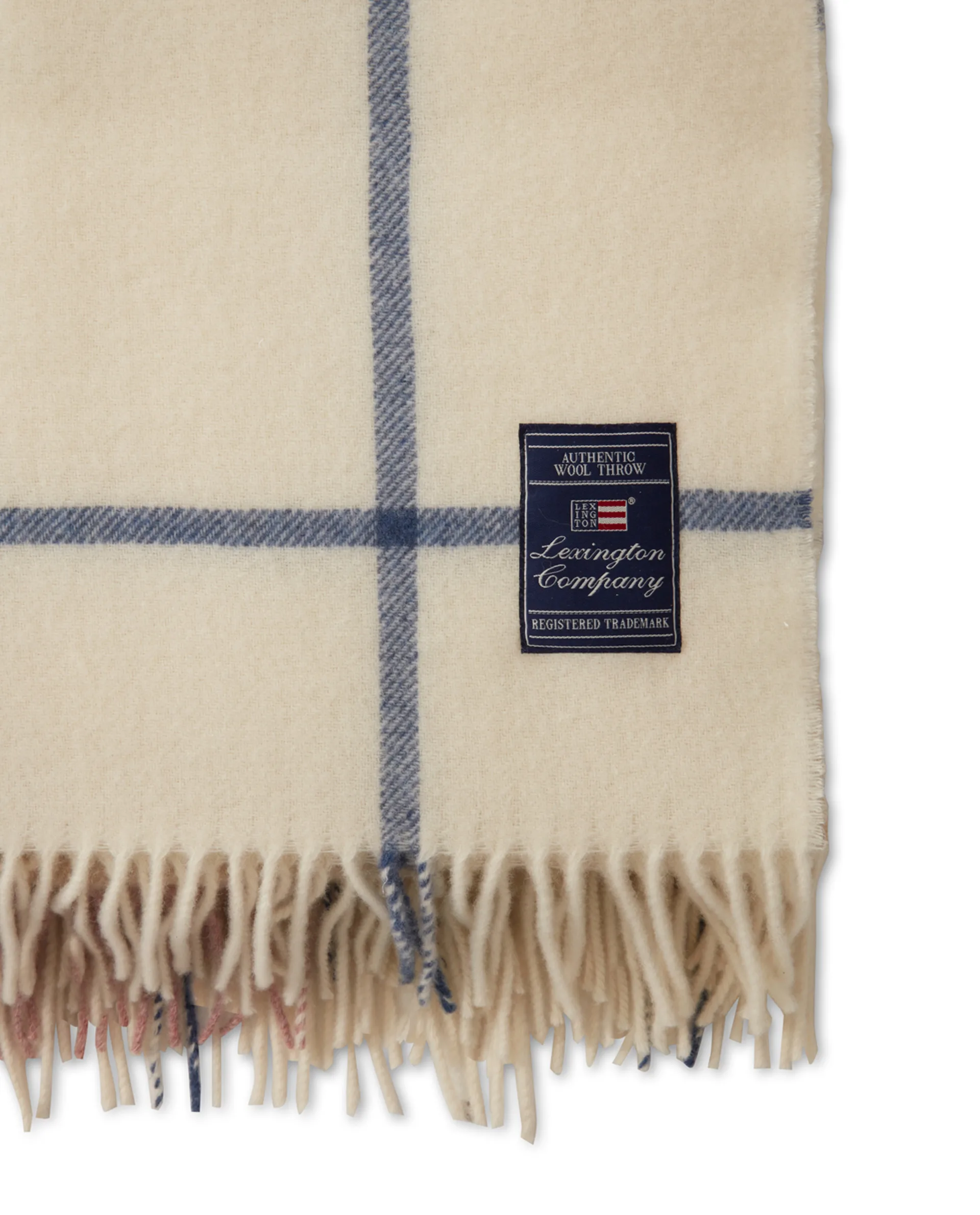 Checked Recycled ullpläd 130x170 cm, Offwhite-grön-rosa Lexington