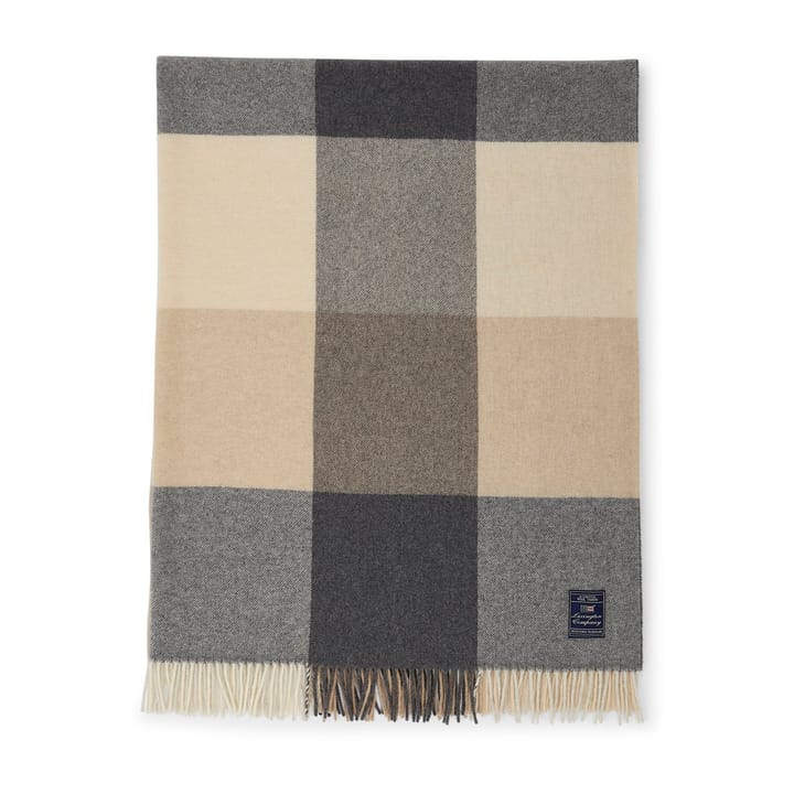Checked Recycled Wool pläd 130x170 cm, Beige-gray Lexington