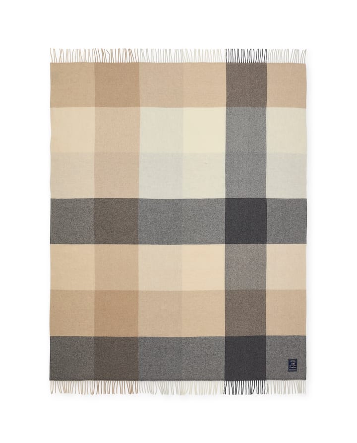 Checked Recycled Wool pläd 130x170 cm, Beige-gray Lexington