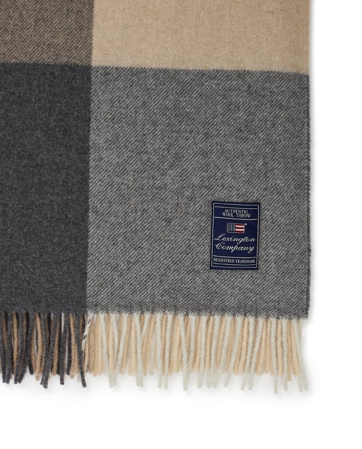 Checked Recycled Wool pläd 130x170 cm, Beige-gray Lexington