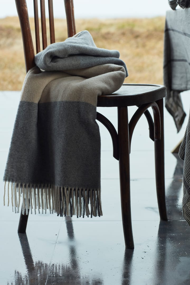 Checked Recycled Wool pläd 130x170 cm, Beige-gray Lexington