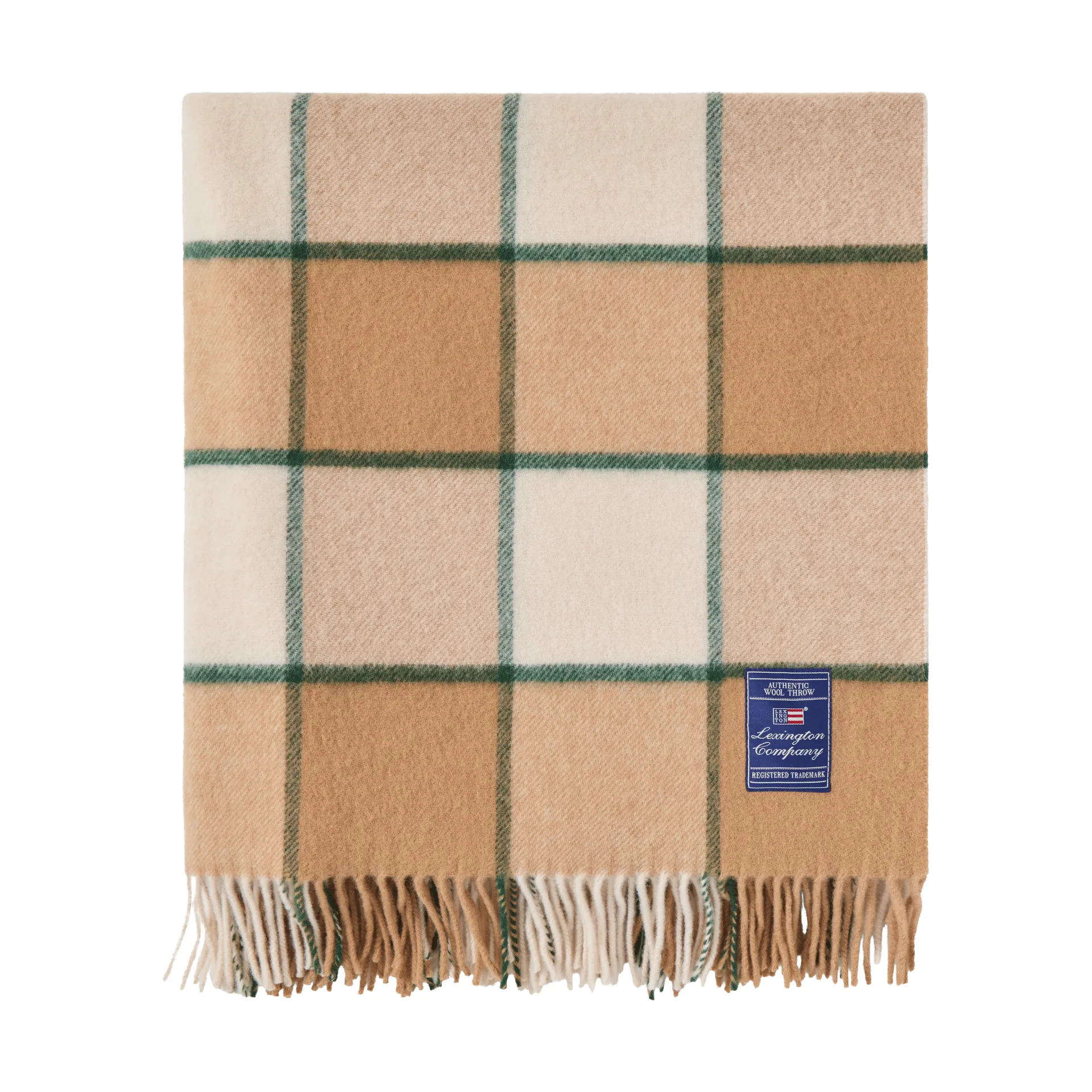 Checked Recycled Wool pläd 130x170 cm, Beige-Light beige-green Lexington