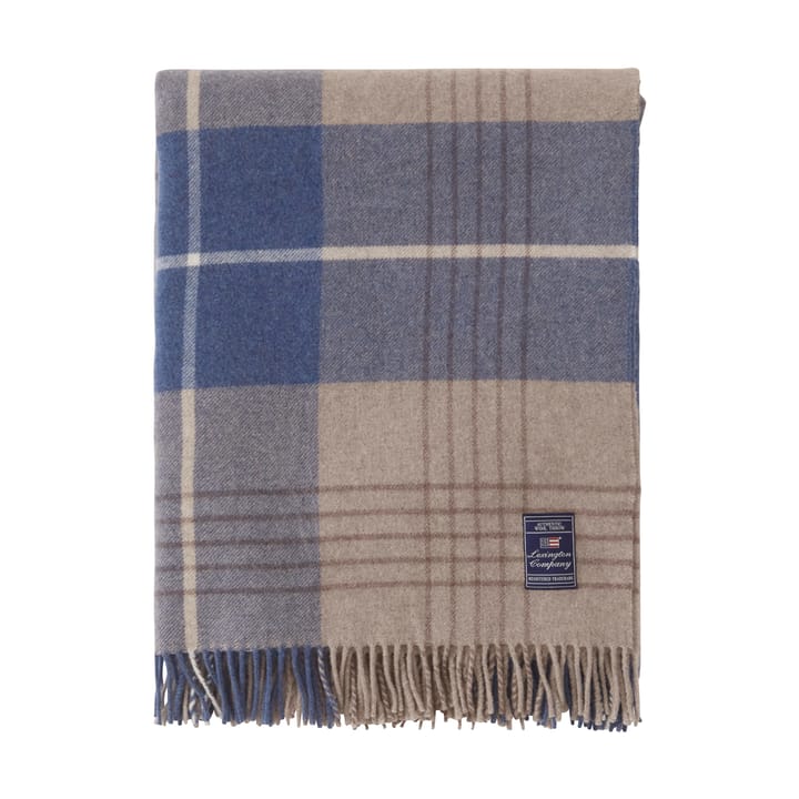 Checked Recycled Wool pläd 130x170 cm, Denim blue-beige Lexington