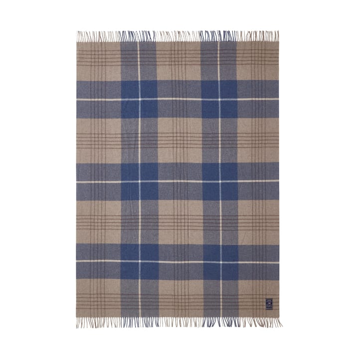 Checked Recycled Wool pläd 130x170 cm, Denim blue-beige Lexington