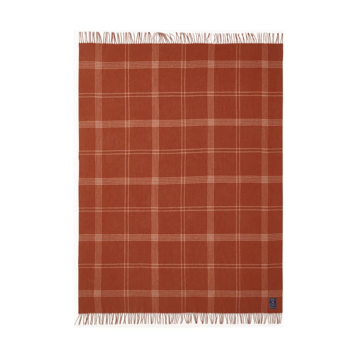 Checked Recycled Wool pläd 130x170 cm, Rust-white Lexington