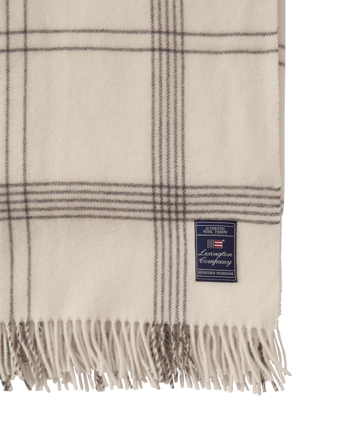 Checked Recycled Wool pläd 130x170 cm, White-dark gray Lexington