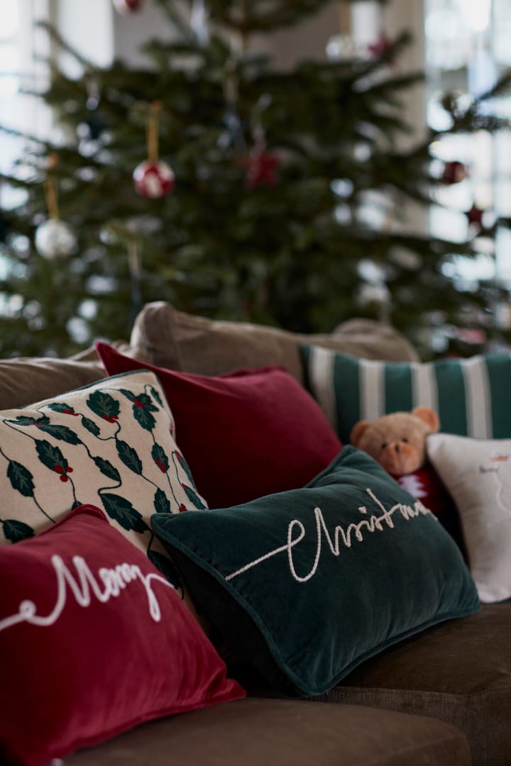 Christmas Cotton Velvet kudde 30x50 cm, Green Lexington