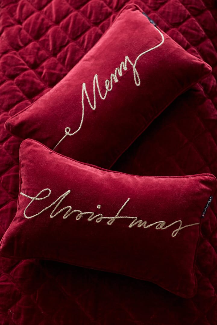 Christmas Organic Cotton Velvet kudde 30x50 cm - Red - Lexington